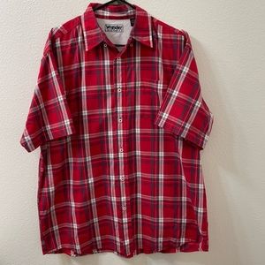 Wrangler hero button down shirt red large